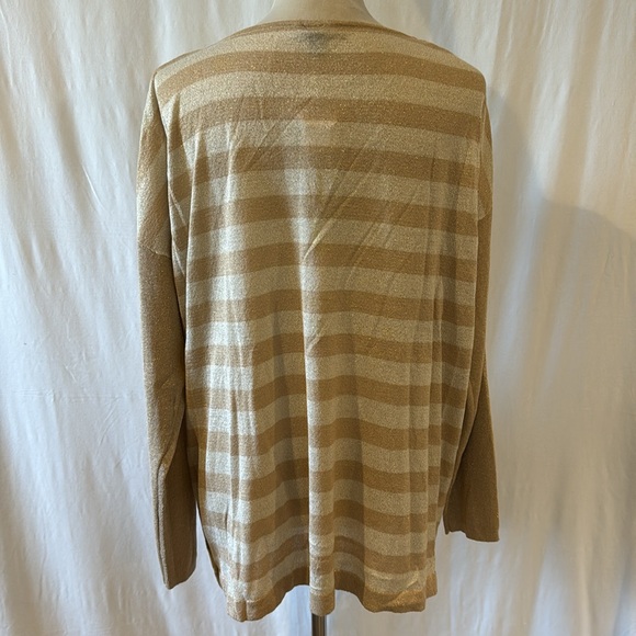 Dana Buchman striped gold top with gold shimmer and gold buttons, size:XL - Picture 4 of 6